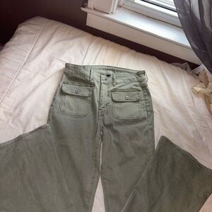 American Eagle Outfitters Olive Flare Jeans